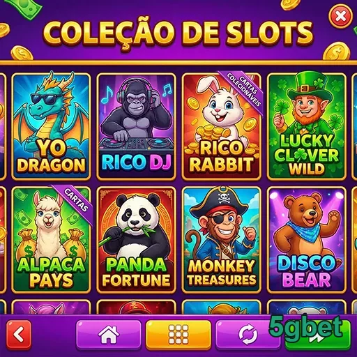 Interface de slots da 5gbet com diversas opções de jogo.