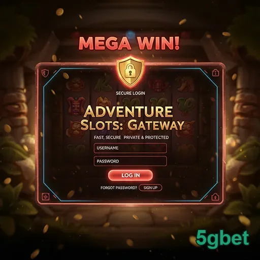 Tela de login do jogo de slots Adventure da 5gbet.
