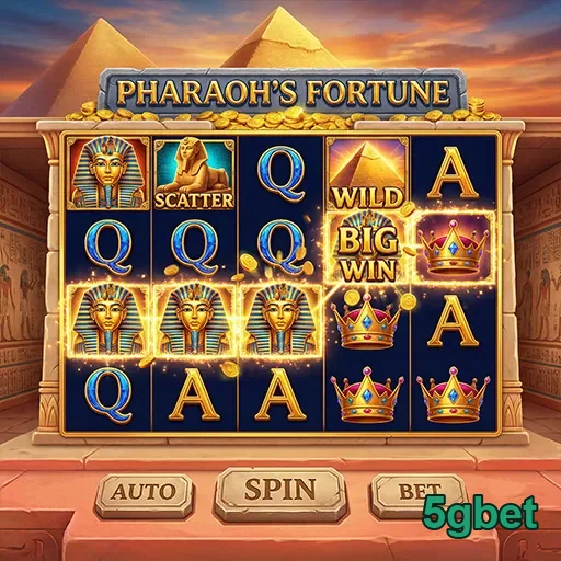Plataforma 5gbet com jogo Pharaoh's Fortune em destaque.