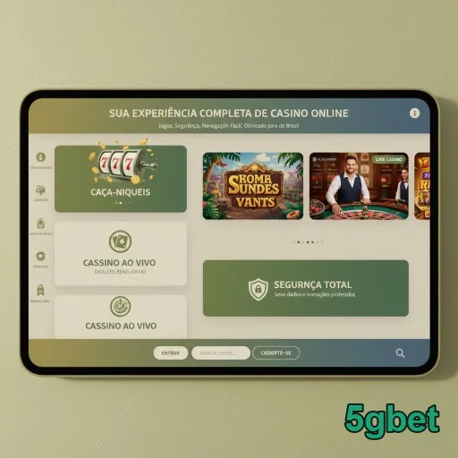 Interface da 5gbet com opções de caça-níqueis e cassino ao vivo.