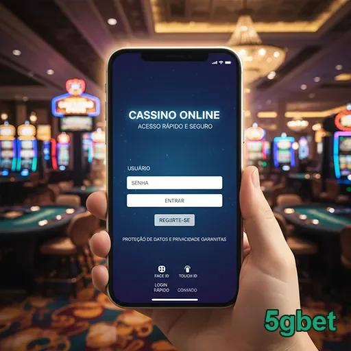Interface do cassino online da 5gbet em um smartphone.