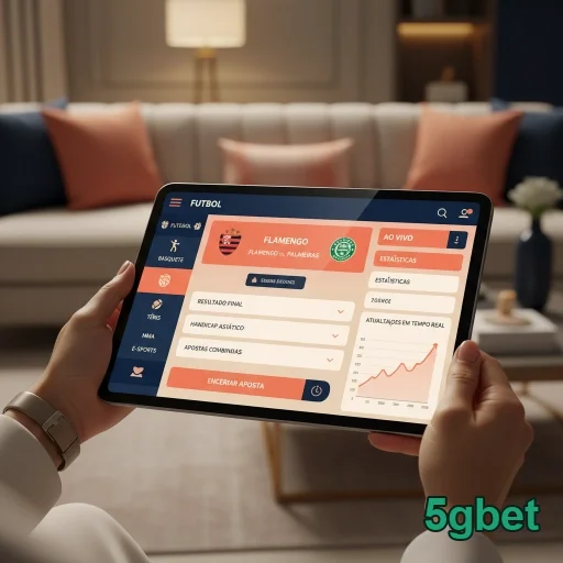 Pessoa usando tablet com interface do aplicativo 5gbet.